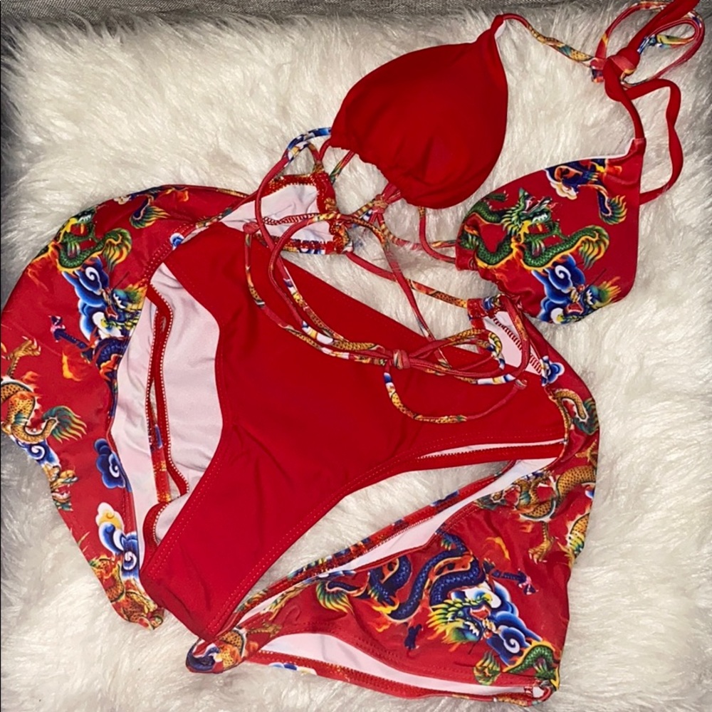 3 Piece Dragon Garter Swimsuit Brand New.